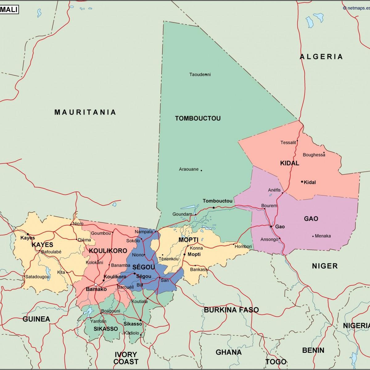 Χάρτης των πολιτικών Μάλι