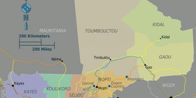 Χάρτης του Μάλι περιοχές