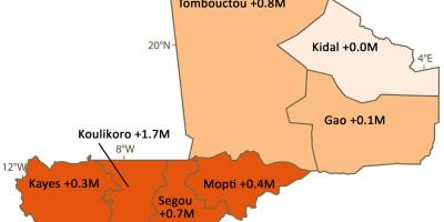 Χάρτης του Μάλι πληθυσμού